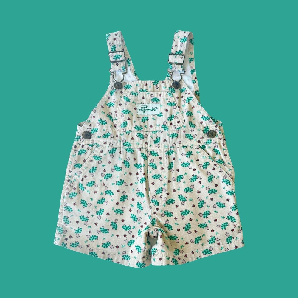 Vintage Cutecumber‎ Turtle AOP Shortalls, Size 12 Months